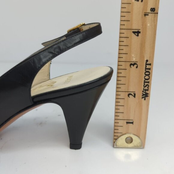Evins Vintage "Maggie" Slingback Black Leather Pump, Women's 6 AAAA - Picture 7 of 8